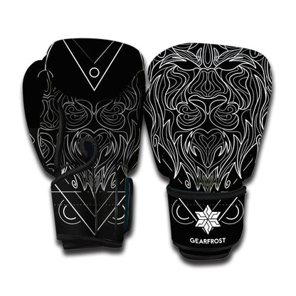 Black And White Leo Sign Print Boxing Gloves