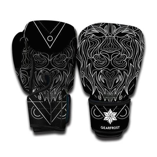 Black And White Leo Sign Print Boxing Gloves