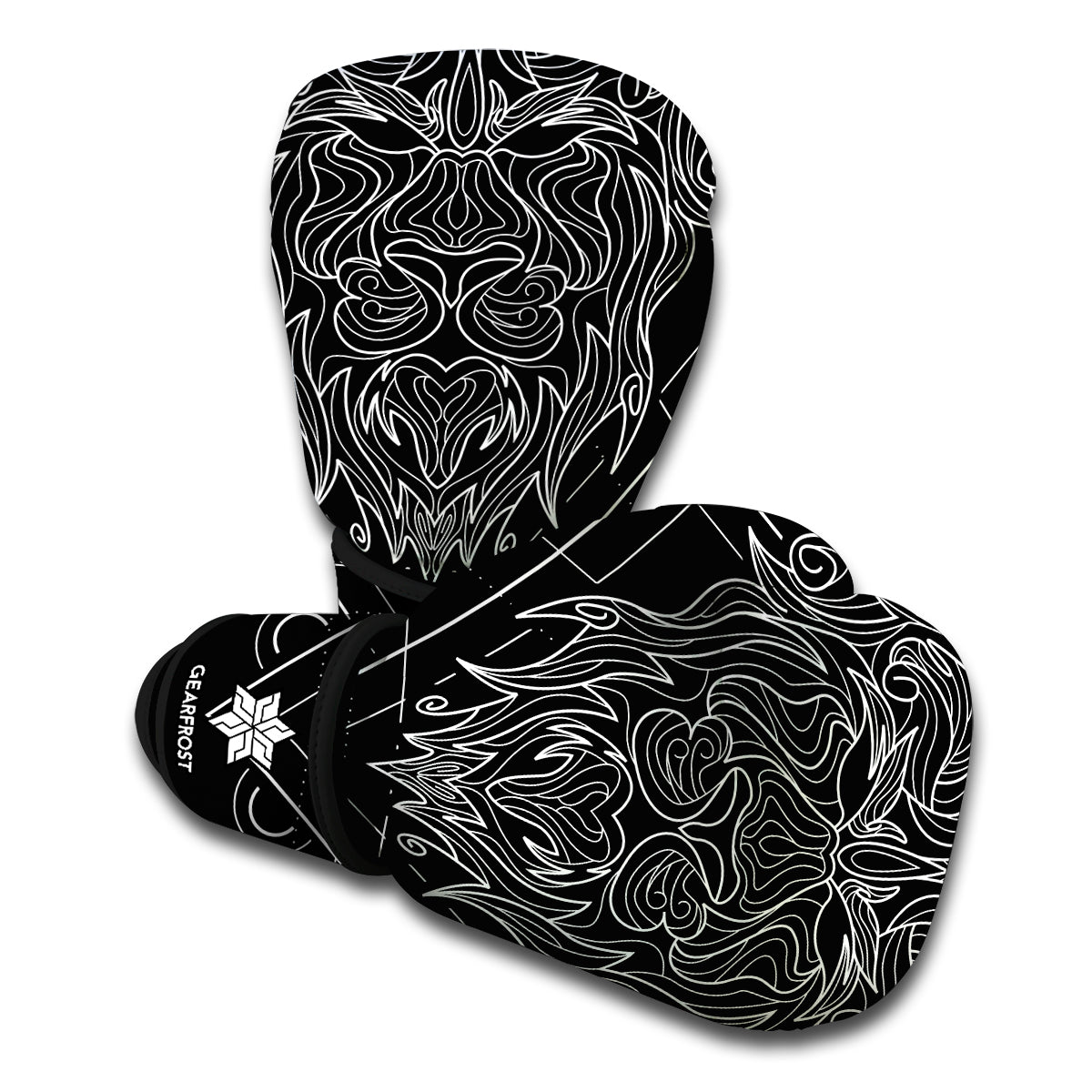 Black And White Leo Sign Print Boxing Gloves