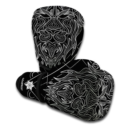 Black And White Leo Sign Print Boxing Gloves