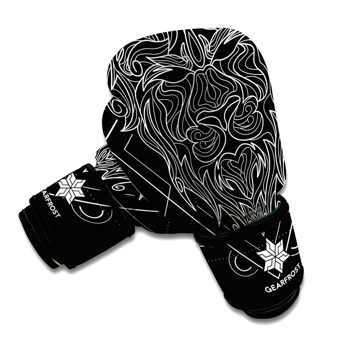 Black And White Leo Sign Print Boxing Gloves