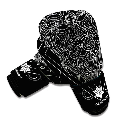 Black And White Leo Sign Print Boxing Gloves