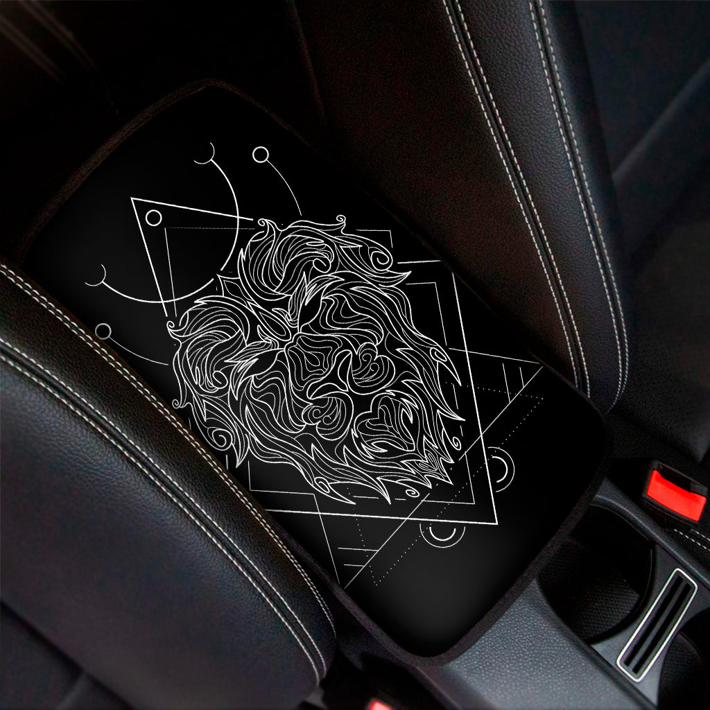 Black And White Leo Sign Print Car Center Console Cover