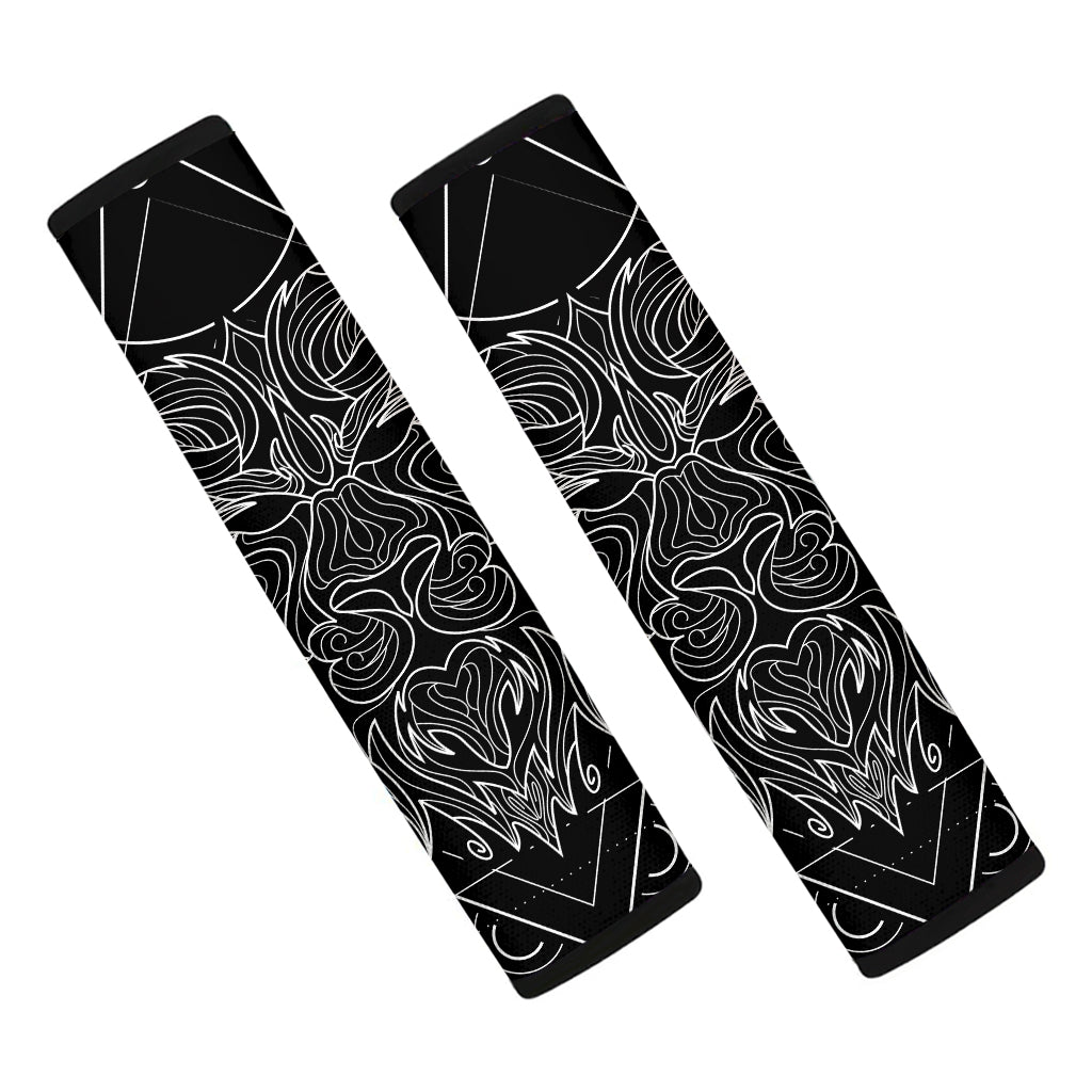 Black And White Leo Sign Print Car Seat Belt Covers