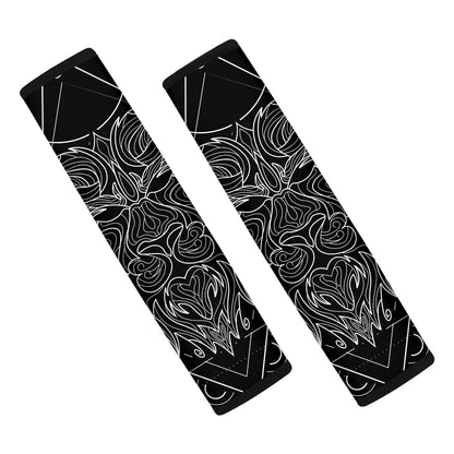 Black And White Leo Sign Print Car Seat Belt Covers