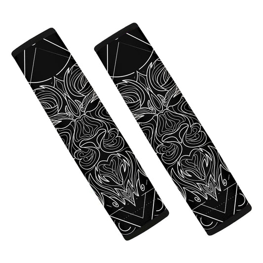 Black And White Leo Sign Print Car Seat Belt Covers