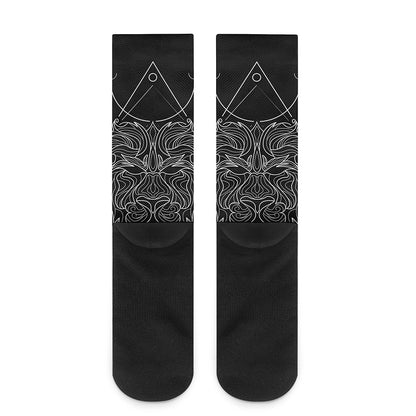 Black And White Leo Sign Print Crew Socks