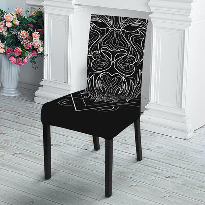 Black And White Leo Sign Print Dining Chair Slipcover
