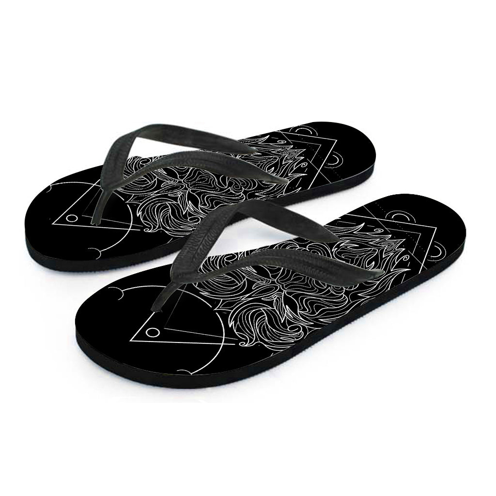 Black And White Leo Sign Print Flip Flops