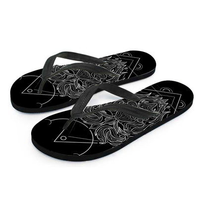 Black And White Leo Sign Print Flip Flops