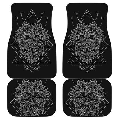 Black And White Leo Sign Print Front and Back Car Floor Mats