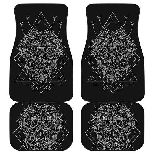 Black And White Leo Sign Print Front and Back Car Floor Mats