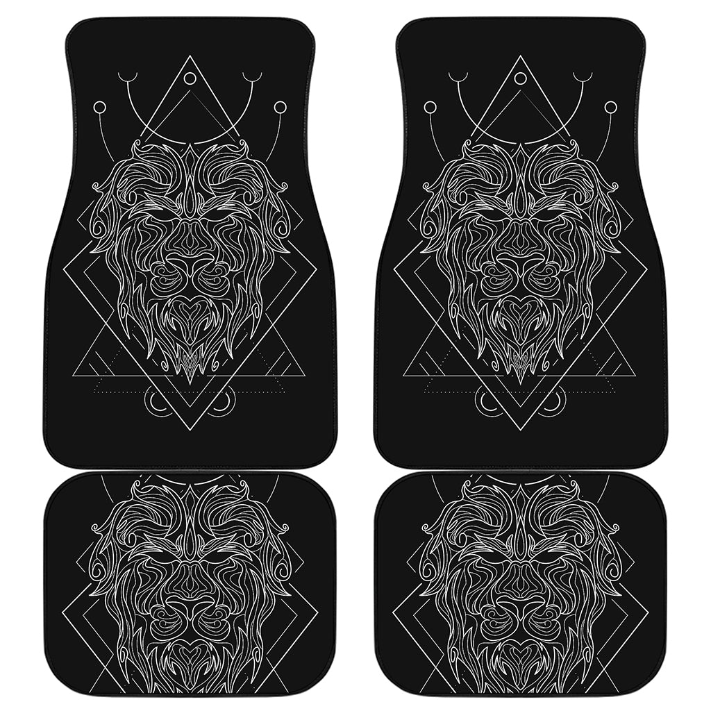 Black And White Leo Sign Print Front and Back Car Floor Mats