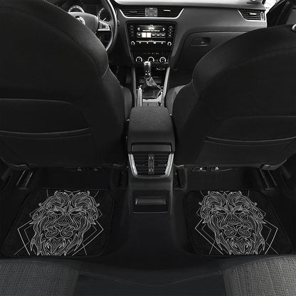 Black And White Leo Sign Print Front and Back Car Floor Mats