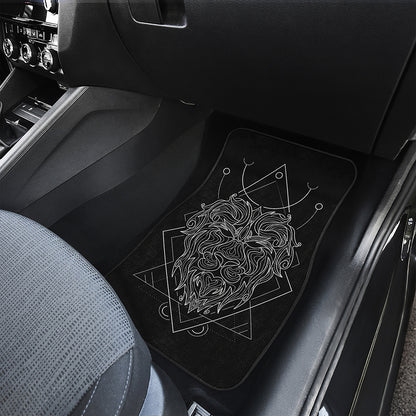 Black And White Leo Sign Print Front and Back Car Floor Mats
