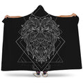 Black And White Leo Sign Print Hooded Blanket