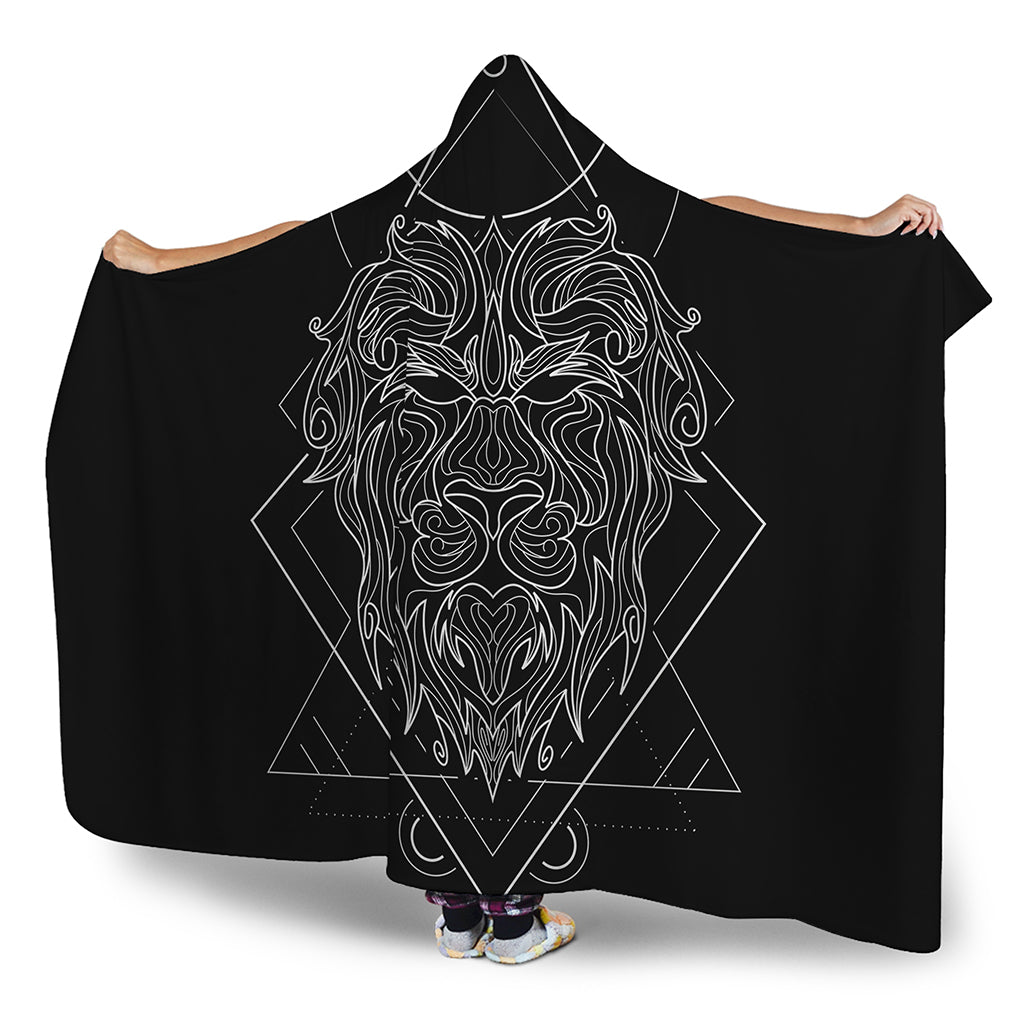Black And White Leo Sign Print Hooded Blanket