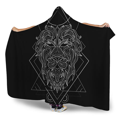 Black And White Leo Sign Print Hooded Blanket