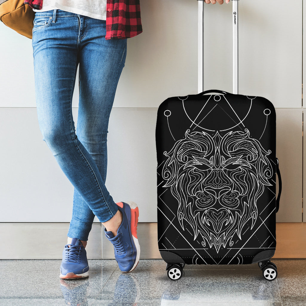 Black And White Leo Sign Print Luggage Cover