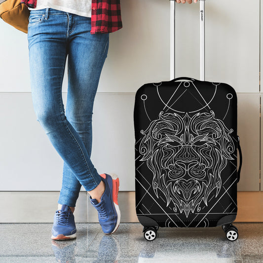Black And White Leo Sign Print Luggage Cover