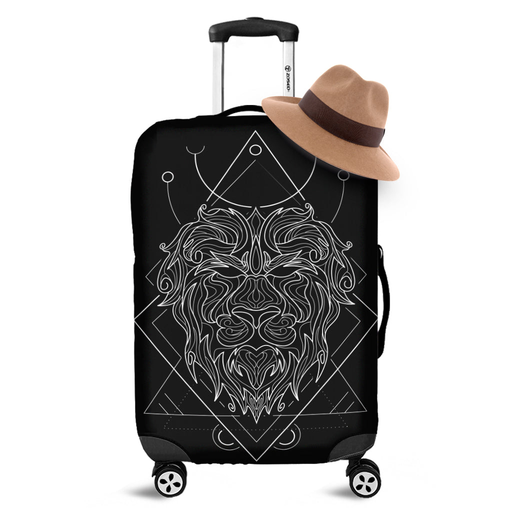 Black And White Leo Sign Print Luggage Cover