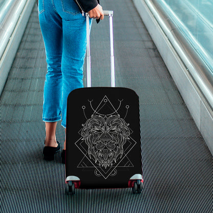 Black And White Leo Sign Print Luggage Cover