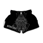 Black And White Leo Sign Print Muay Thai Boxing Shorts