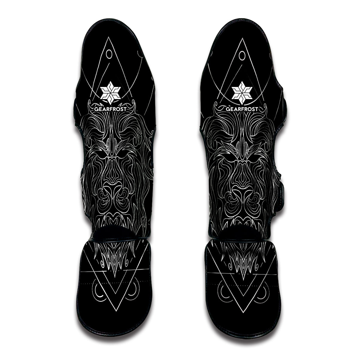 Black And White Leo Sign Print Muay Thai Shin Guard