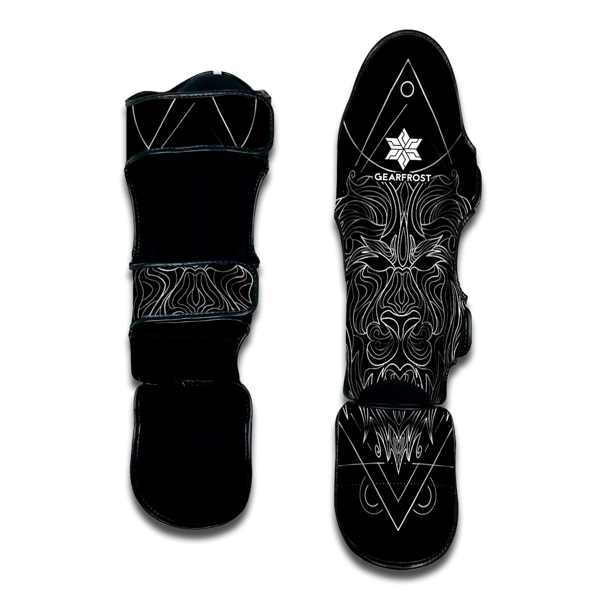 Black And White Leo Sign Print Muay Thai Shin Guard