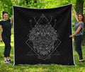 Black And White Leo Sign Print Quilt