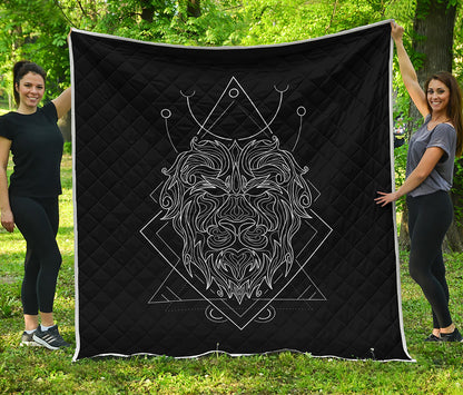 Black And White Leo Sign Print Quilt