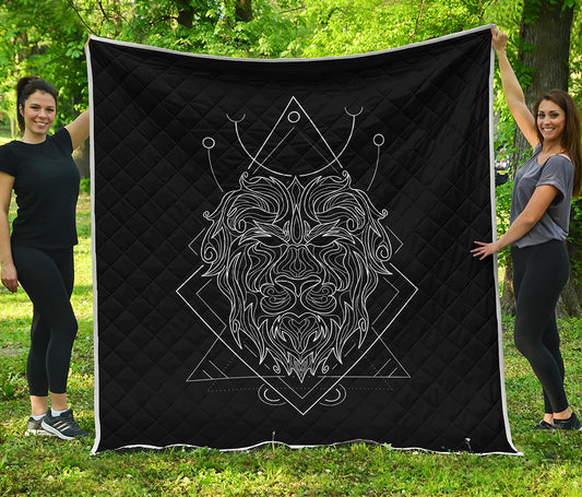 Black And White Leo Sign Print Quilt