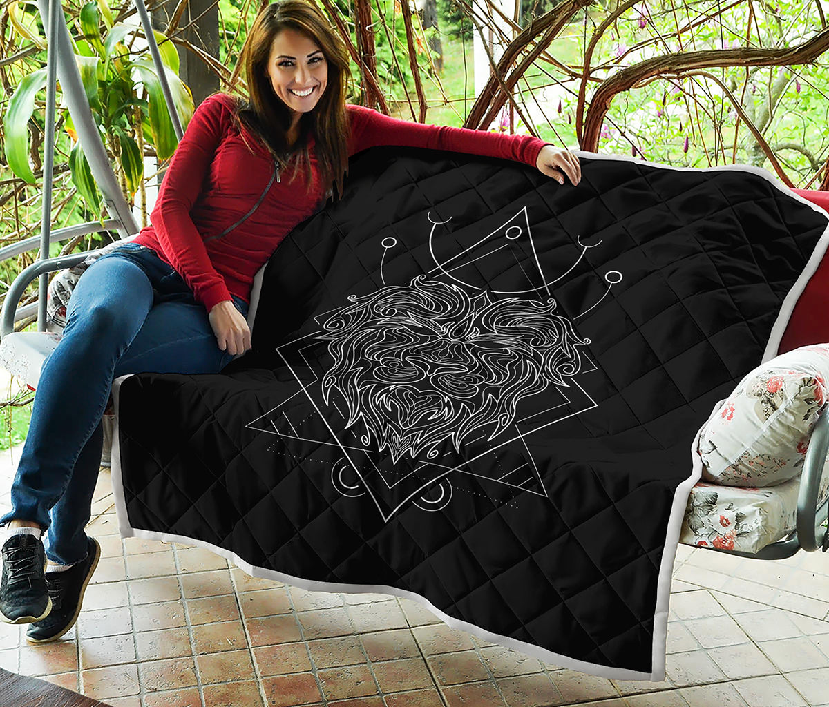 Black And White Leo Sign Print Quilt