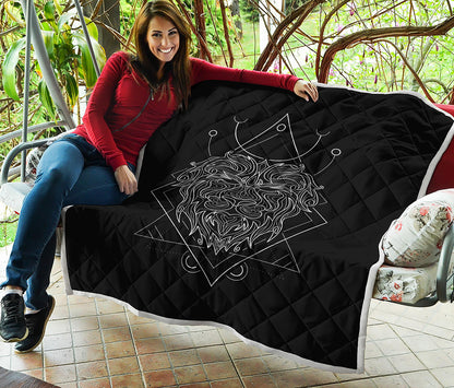 Black And White Leo Sign Print Quilt