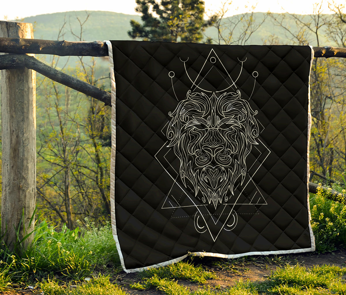 Black And White Leo Sign Print Quilt