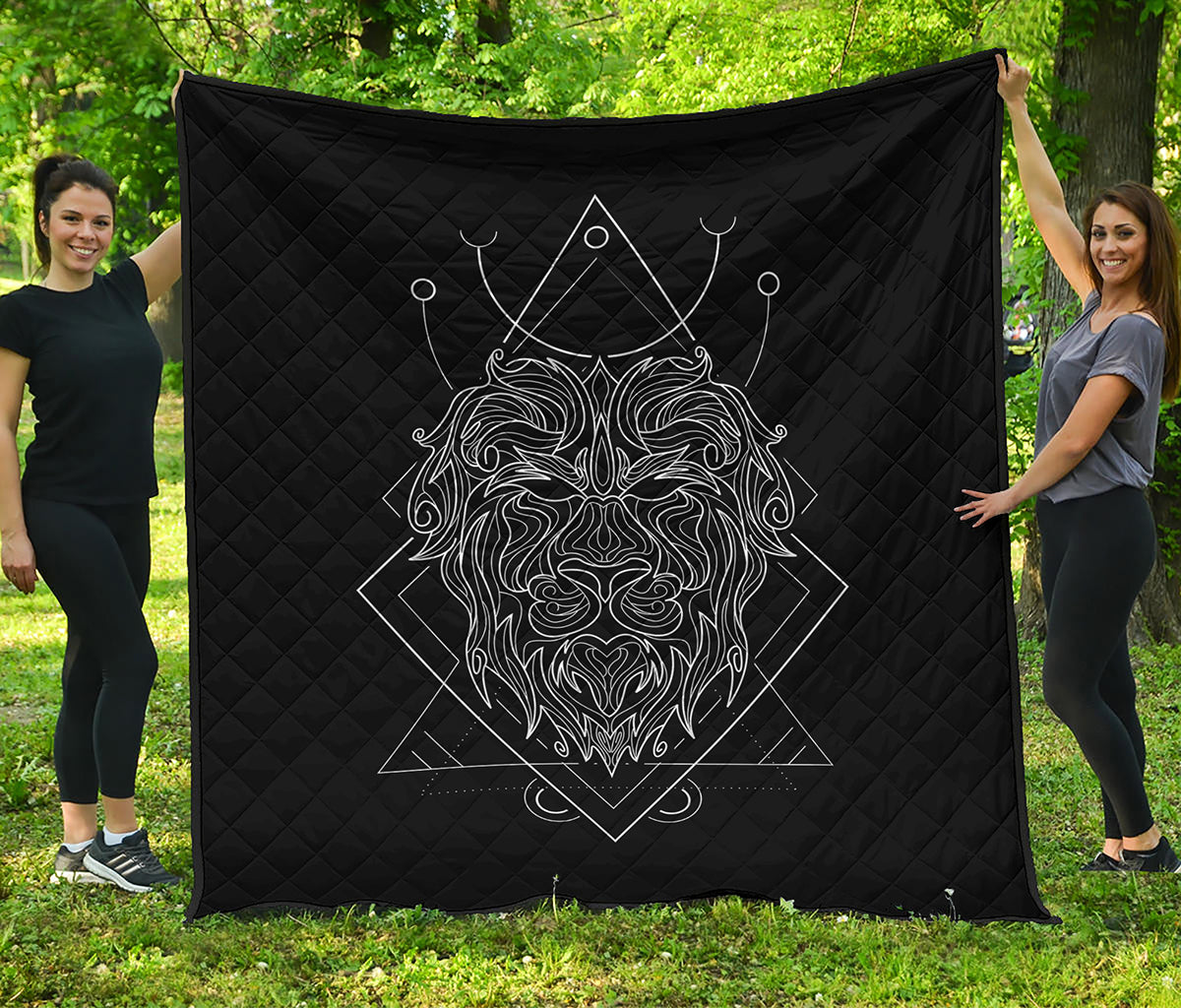 Black And White Leo Sign Print Quilt