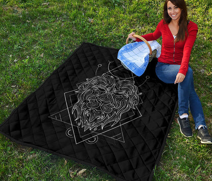 Black And White Leo Sign Print Quilt