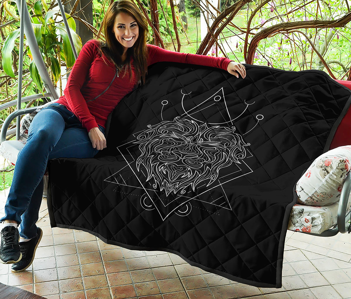 Black And White Leo Sign Print Quilt