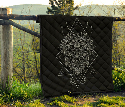 Black And White Leo Sign Print Quilt