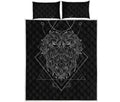 Black And White Leo Sign Print Quilt Bed Set