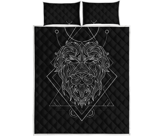 Black And White Leo Sign Print Quilt Bed Set