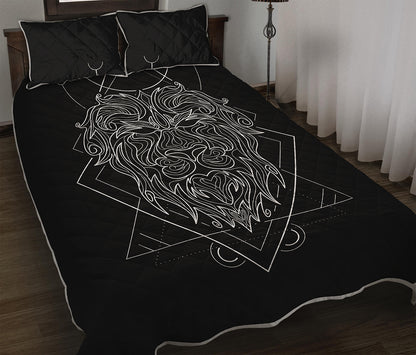 Black And White Leo Sign Print Quilt Bed Set