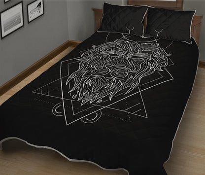Black And White Leo Sign Print Quilt Bed Set