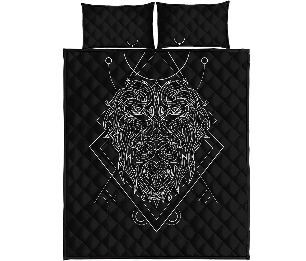 Black And White Leo Sign Print Quilt Bed Set