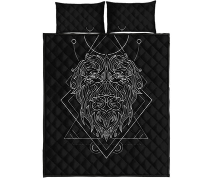 Black And White Leo Sign Print Quilt Bed Set