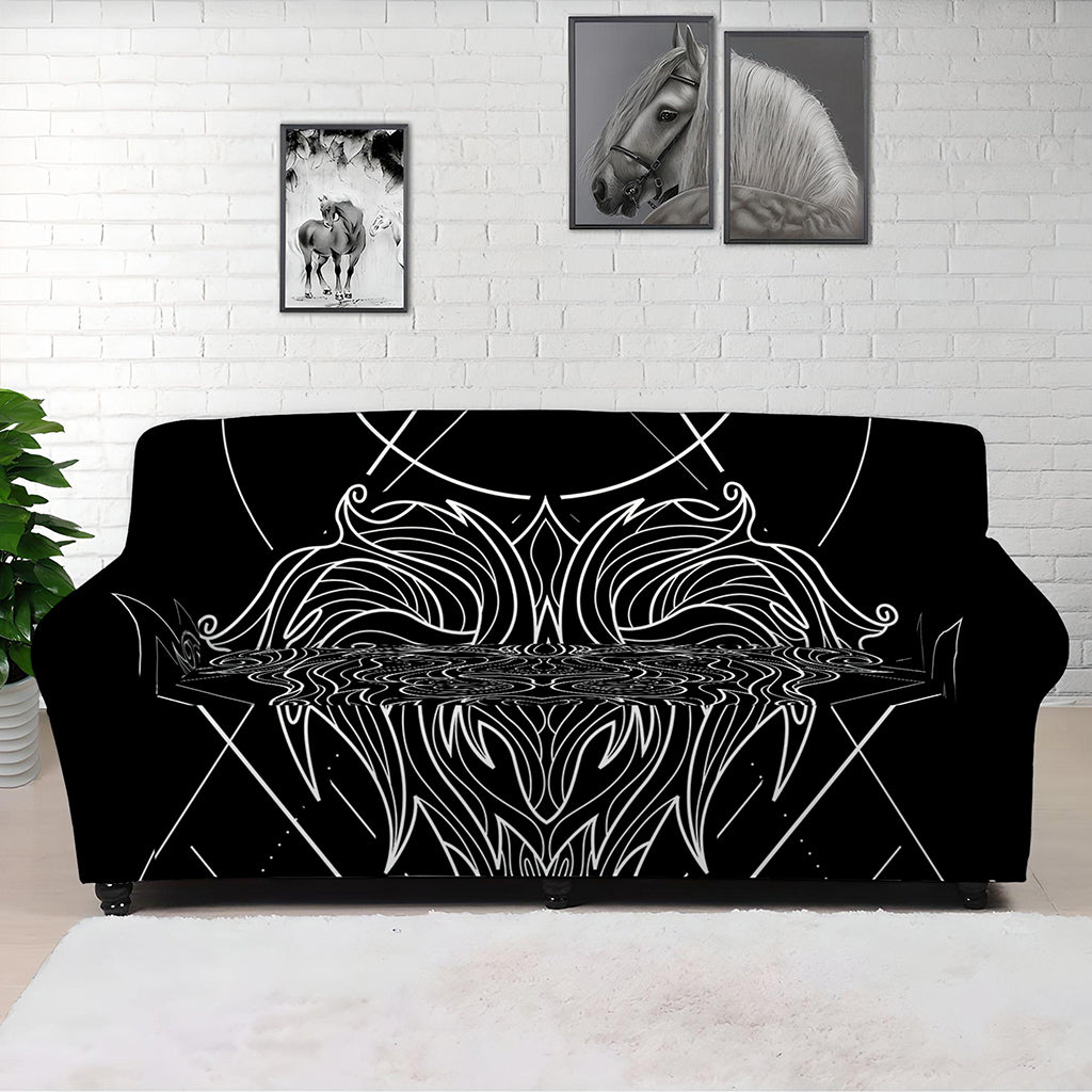 Black And White Leo Sign Print Sofa Cover