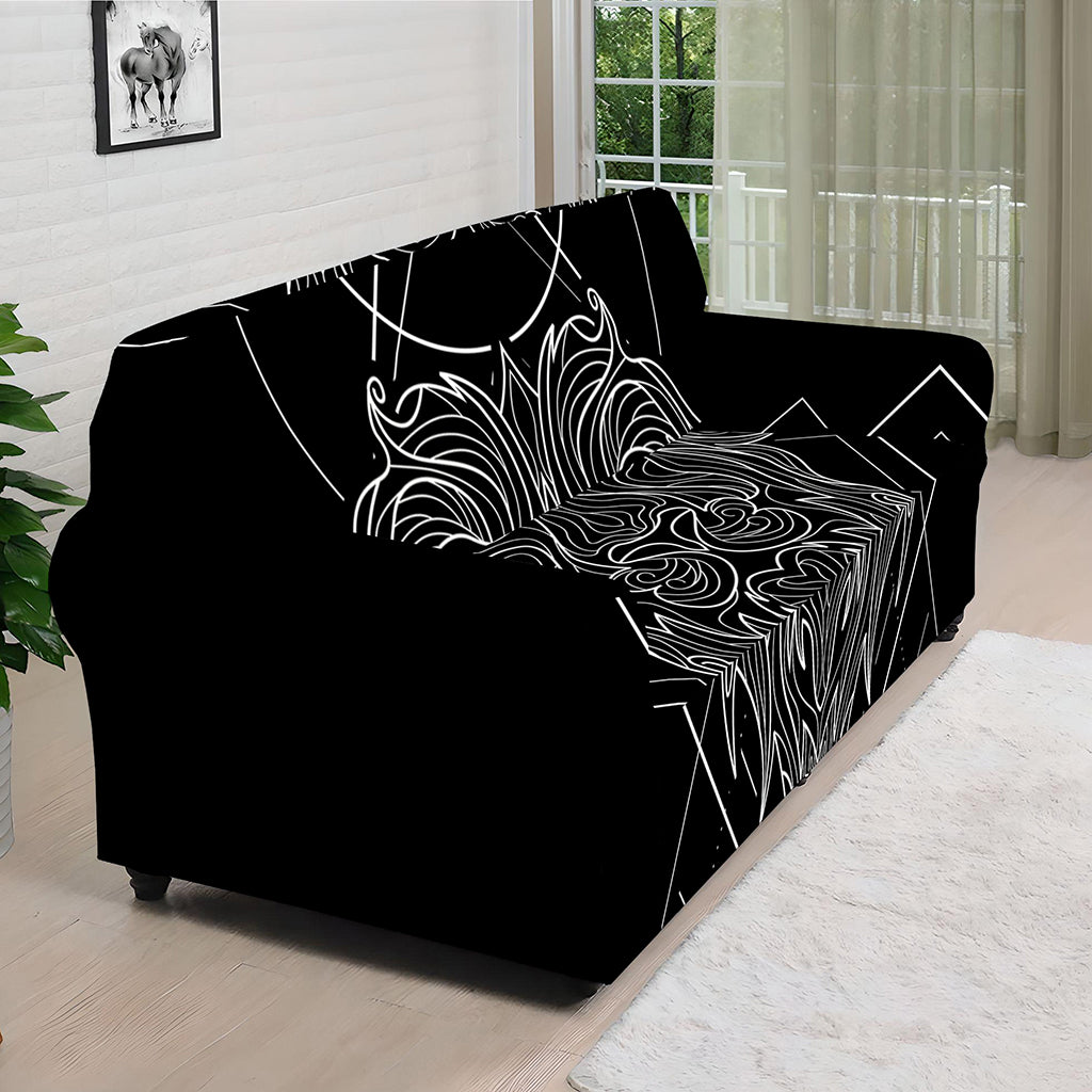 Black And White Leo Sign Print Sofa Cover