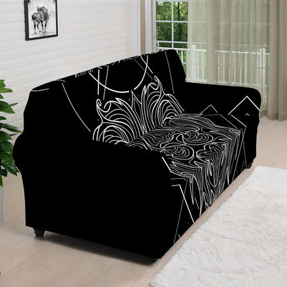 Black And White Leo Sign Print Sofa Cover