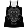 Black And White Leo Sign Print Women's Racerback Tank Top