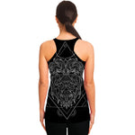 Black And White Leo Sign Print Women's Racerback Tank Top